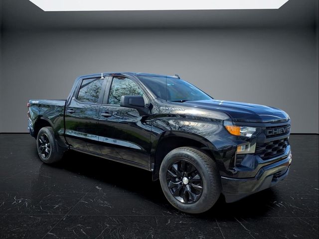 Black 2023 Chevrolet Silverado 1500 Custom Crew Cab 4WD Pickup Truck Four-Wheel Drive 8-Speed Automatic