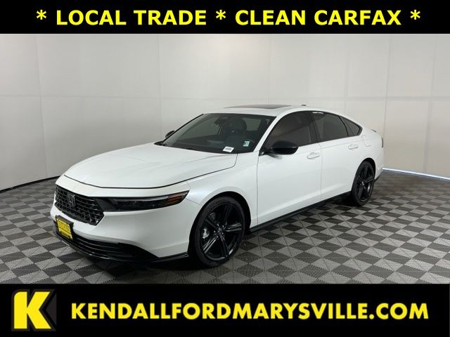 Platinum White Pearl 2023 Honda Accord Hybrid Sport-L FWD Sedan Front-Wheel Drive Continuously Variable Transmission