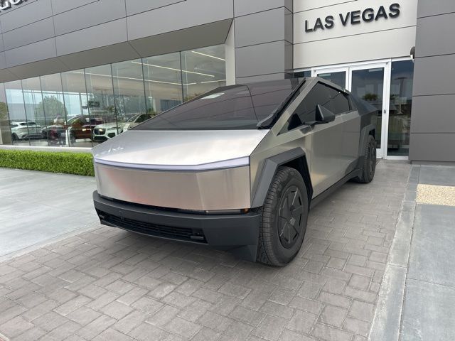 Gray (Ultra-Hard Stainless Steel) 2025 Tesla Cybertruck Crew Cab AWD Pickup Truck All-Wheel Drive 1-Speed Automatic