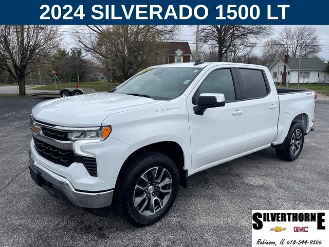 Summit White 2024 Chevrolet Silverado 1500 LT Crew Cab 4WD Pickup Truck Four-Wheel Drive 8-Speed Automatic