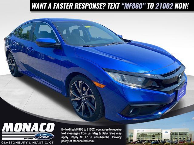 Aegean Blue Metallic 2020 Honda Civic Sedan Front-Wheel Drive Continuously Variable Transmission