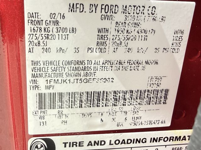 2016 Ford Expedition EL King Ranch Red at Tom Peacock Cadillac