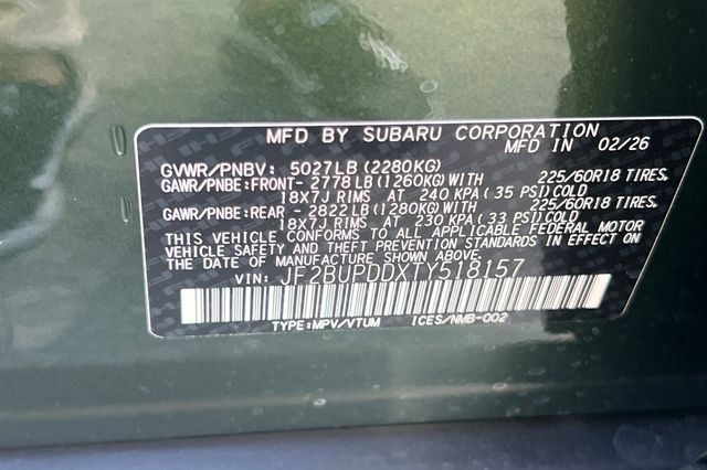 New 2026 Green Subaru Limited image 25