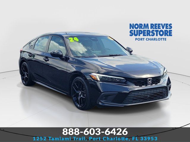 Black 2024 Honda Civic Hatchback Sport FWD Hatchback Front-Wheel Drive Continuously Variable Transmission