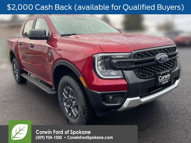 Ruby Red Metallic Tinted Clearcoat 2025 Ford Ranger XLT SuperCrew 4WD Pickup Truck Four-Wheel Drive Automatic