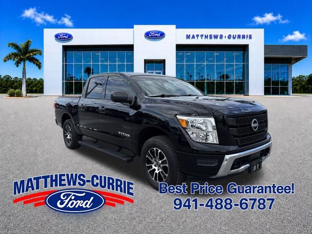 Super Black 2023 Nissan Titan Pickup Truck Four-Wheel Drive 9-Speed Automatic