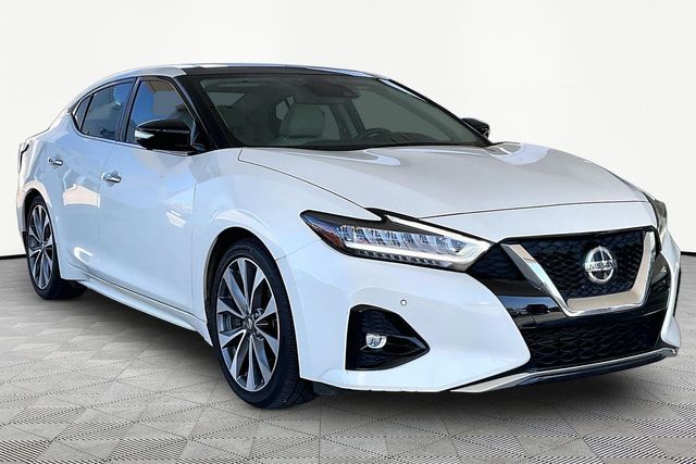 Pearl White 2021 Nissan Maxima Sedan Front-Wheel Drive Continuously Variable Transmission