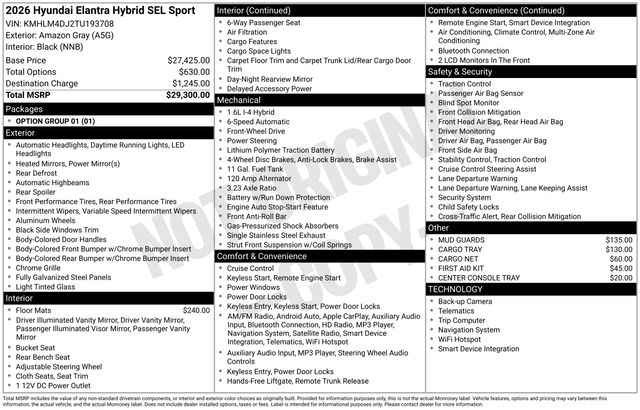 New 2026 Hyundai Elantra Hybrid For Sale in Indianapolis, IN