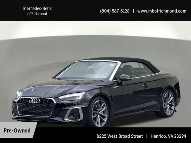 Mythos Black Metallic/Black Roof 2024 Audi A5 quattro Premium Plus 45 TFSI Convertible AWD Convertible All-Wheel Drive 7-Speed Automatic