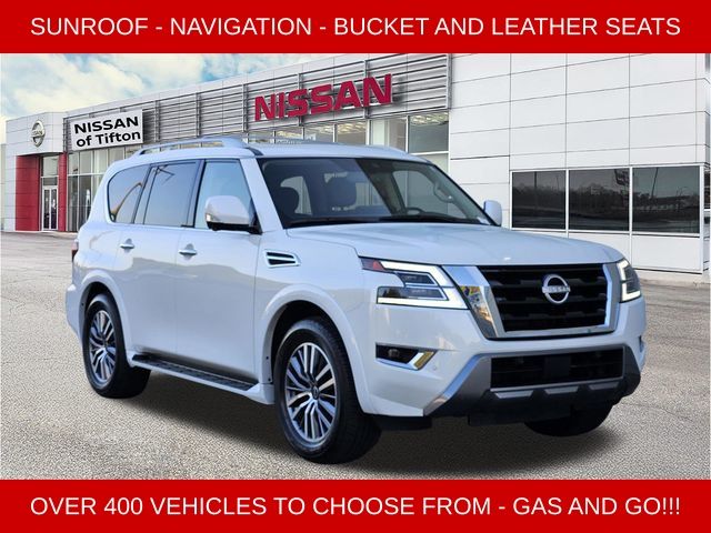 Aspen White 2024 Nissan Armada SL RWD SUV / Crossover 4X2 7-Speed Automatic