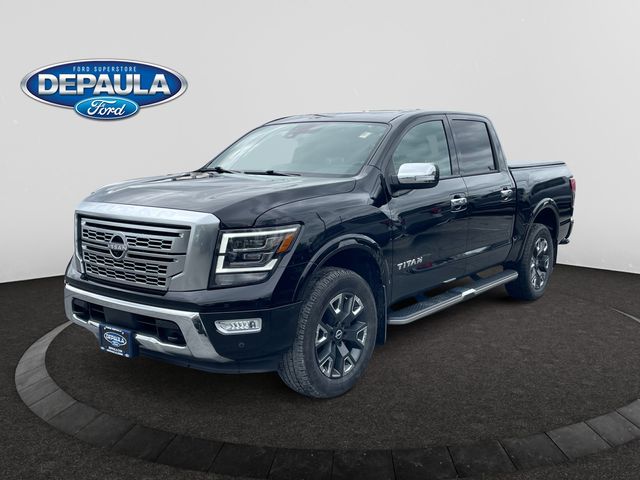Super Black 2023 Nissan Titan Platinum Reserve Crew Cab 4WD Pickup Truck Four-Wheel Drive 9-Speed Automatic