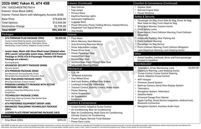 2026 GMC Yukon XL 4WD AT4