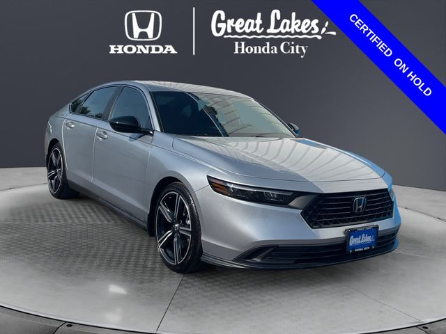 Solar Silver Metallic 2025 Honda Accord Hybrid Sedan Front-Wheel Drive Continuously Variable Transmission