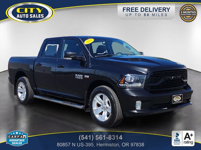 Brilliant Black Crystal Pearlcoat 2018 RAM 1500 Sport Crew Cab 4WD Pickup Truck Four-Wheel Drive 8-Speed Automatic