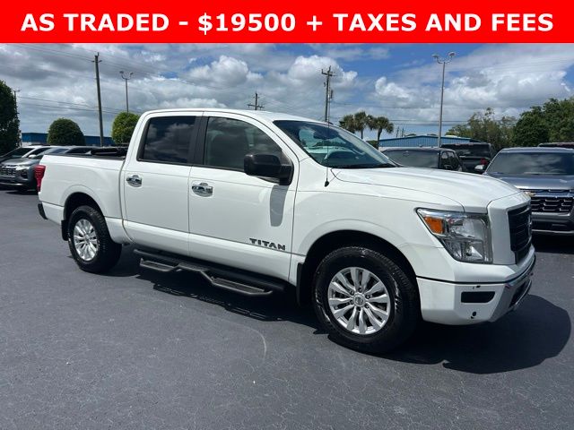 Glacier White 2021 Nissan Titan SV Crew Cab 4WD Pickup Truck Four-Wheel Drive 9-Speed Automatic