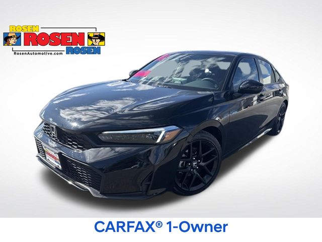 Black 2025 Honda Civic Sport FWD Sedan Front-Wheel Drive Continuously Variable Transmission