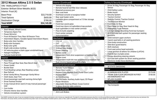2012 Nissan Altima 2.5 S