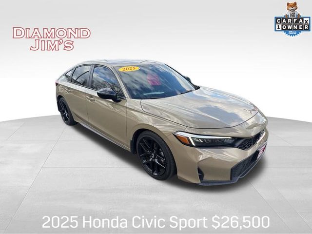 Sand Dune Pearl 2025 Honda Civic Hatchback Sport FWD Hatchback Front-Wheel Drive Continuously Variable Transmission