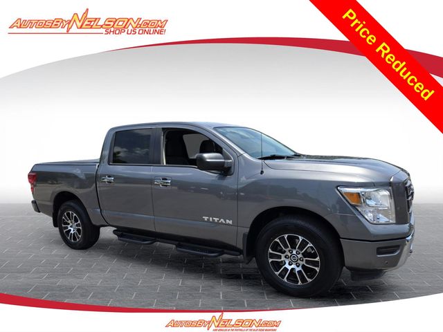 Gray (Gun Metallic) 2021 Nissan Titan Pickup Truck Four-Wheel Drive 9-Speed Automatic