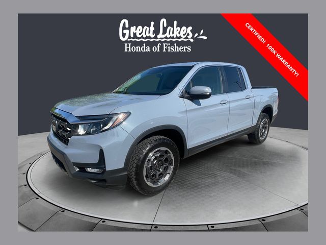 Gray (Modern Steel Metallic) 2024 Honda Ridgeline RTL+ AWD Pickup Truck All-Wheel Drive 9-Speed Automatic