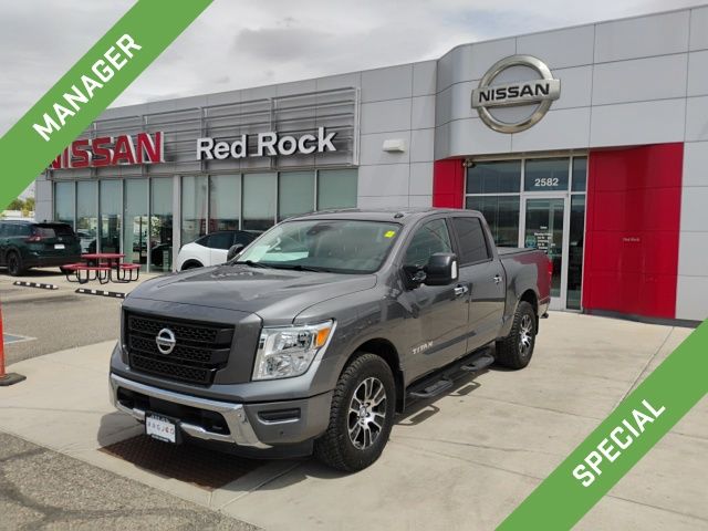 Gray (Gun Metallic) 2021 Nissan Titan Pickup Truck Four-Wheel Drive 9-Speed Automatic