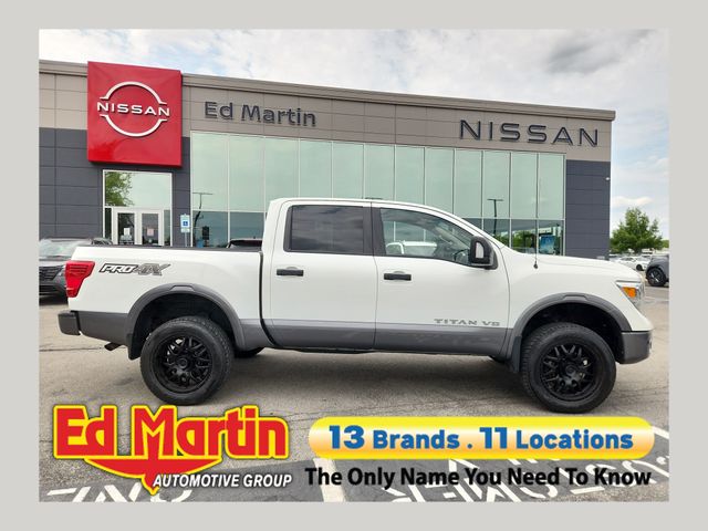 Pearl White 2018 Nissan Titan Pickup Truck Four-Wheel Drive 7-Speed Automatic