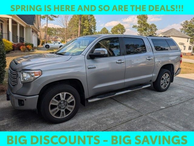 Silver 2014 Toyota Tundra Platinum CrewMax 5.7L 4WD Pickup Truck Four-Wheel Drive 6-Speed Automatic Overdrive