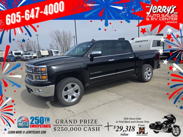 Black 2015 Chevrolet Silverado 1500 LTZ Crew Cab 4WD Pickup Truck Four-Wheel Drive 6-Speed Automatic Overdrive