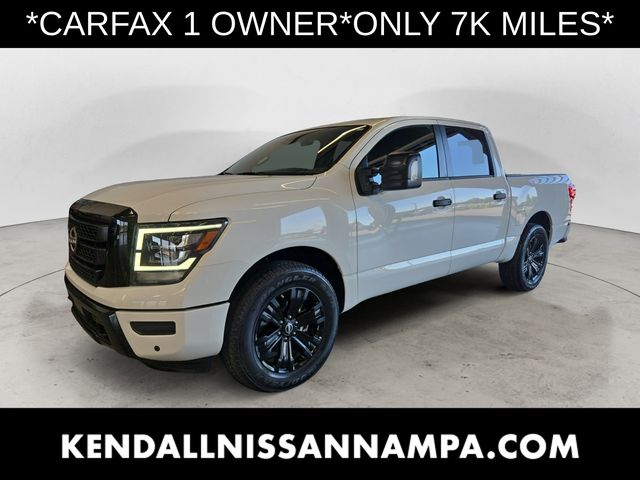 Glacier White 2023 Nissan Titan Pickup Truck Four-Wheel Drive 9-Speed Automatic