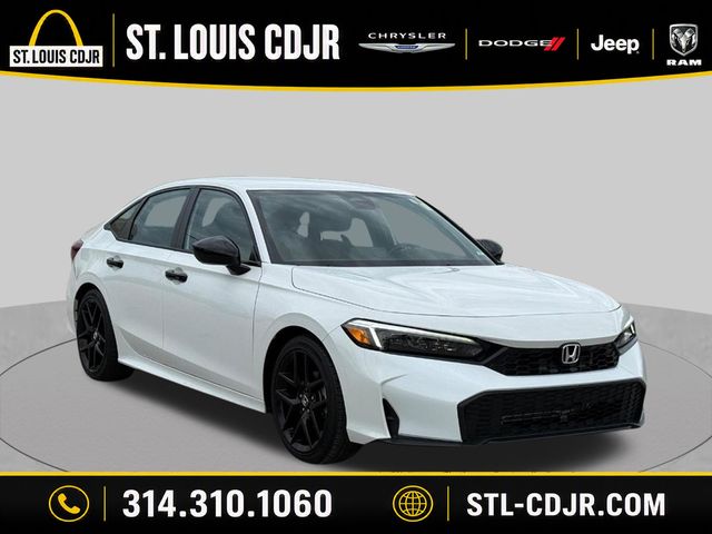 Platinum White Pearl 2025 Honda Civic Sedan Front-Wheel Drive Continuously Variable Transmission
