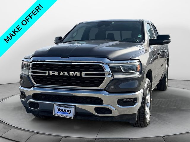 Gray (Granite Crystal Metallic Clearcoat) 2023 RAM 1500 Big Horn Crew Cab 4WD Pickup Truck Four-Wheel Drive 8-Speed Automatic
