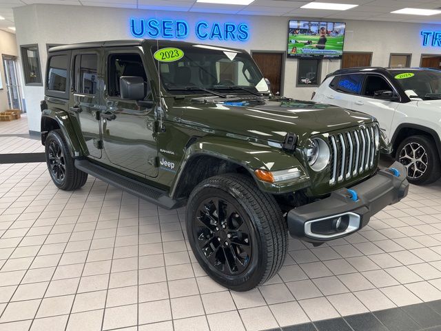 Sarge Green Clearcoat 2023 Jeep Wrangler 4xe Sahara 4WD SUV / Crossover Four-Wheel Drive 8-Speed Automatic