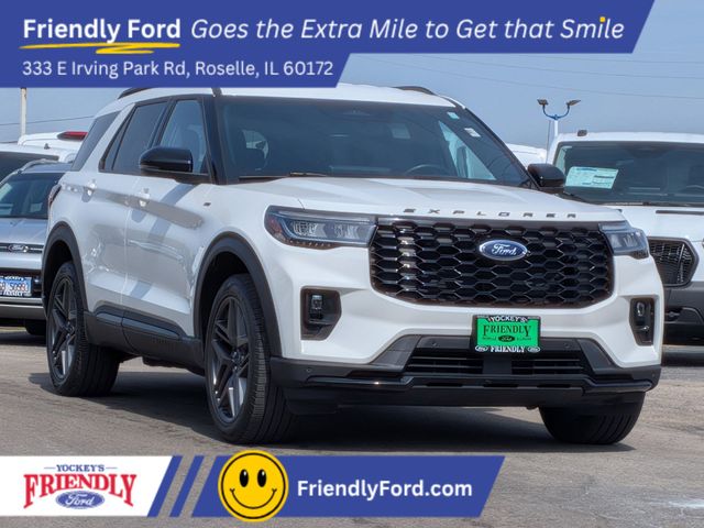 Star White Metallic Tri-Coat 2025 Ford Explorer SUV / Crossover All-Wheel Drive Automatic