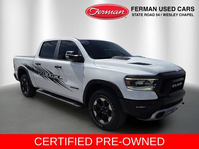 Bright White Clearcoat 2019 RAM 1500 Rebel Crew Cab RWD Pickup Truck 4X2 8-Speed Automatic