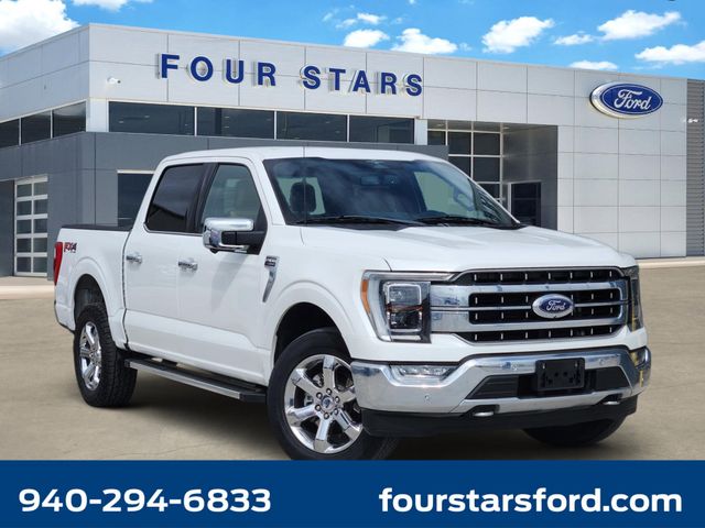 White Metallic 2023 Ford F-150 Lariat SuperCrew 4WD Pickup Truck Four-Wheel Drive Automatic