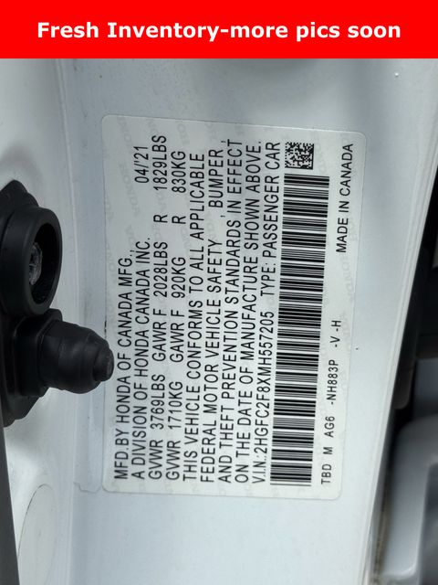2021 Honda Civic Sport White at Emmons Autoplex