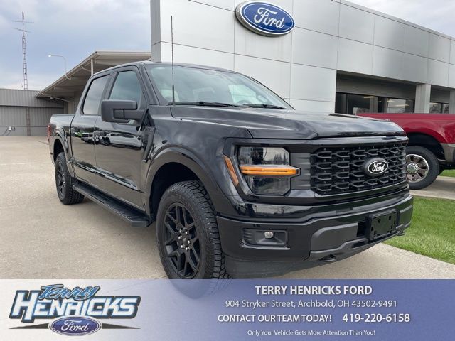 Agate Black Metallic 2024 Ford F-150 STX 4dr SuperCrew 4WD Pickup Truck Four-Wheel Drive Automatic