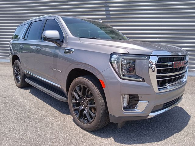 Gray (Satin Steel Metallic) 2022 GMC Yukon SLT 4WD SUV / Crossover Four-Wheel Drive