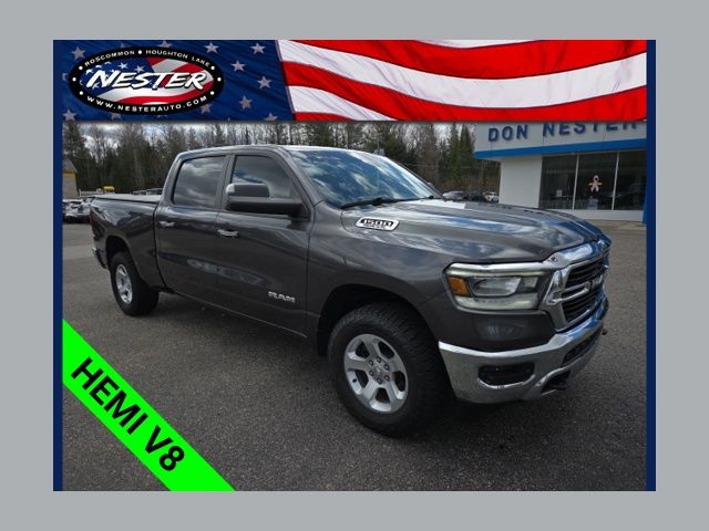 Gray (Granite Crystal Metallic Clearcoat) 2019 RAM 1500 Big Horn Crew Cab 4WD Pickup Truck Four-Wheel Drive 8-Speed Automatic