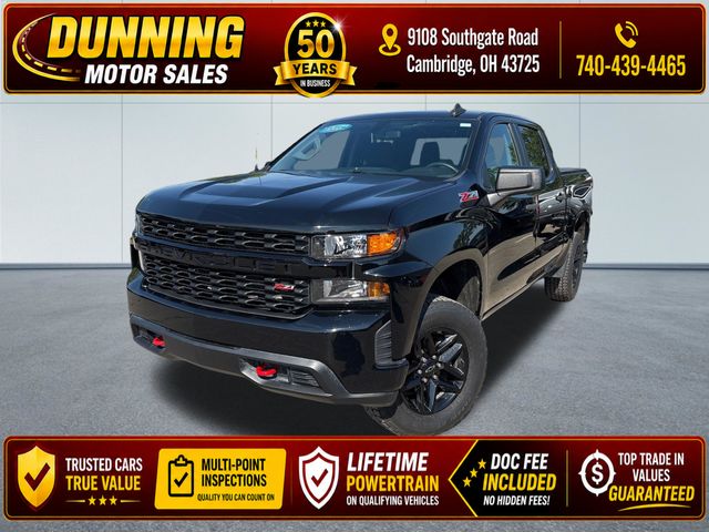 Black 2021 Chevrolet Silverado 1500 Custom Trail Boss Crew Cab 4WD Pickup Truck Four-Wheel Drive 6-Speed Automatic Overdrive