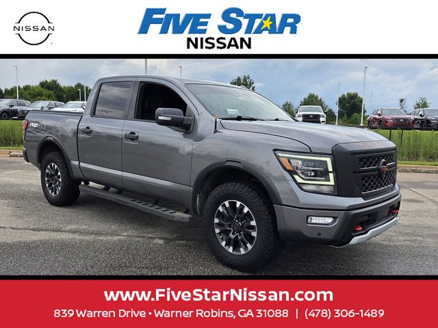 Gray (Gun Metallic) 2021 Nissan Titan Pickup Truck Four-Wheel Drive 9-Speed Automatic