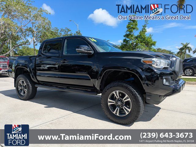 Black 2016 Toyota Tacoma Double Cab V6 TRD Sport 4WD Pickup Truck Four-Wheel Drive 6-Speed Automatic