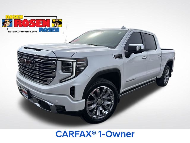White Frost Tricoat 2025 GMC Sierra 1500 Denali Crew Cab 4WD Pickup Truck Four-Wheel Drive Automatic