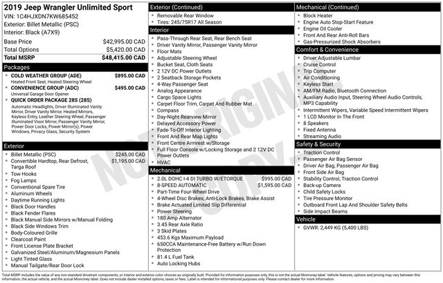 used 2019 Jeep Wrangler Unlimited Sport 4D Sport Utility