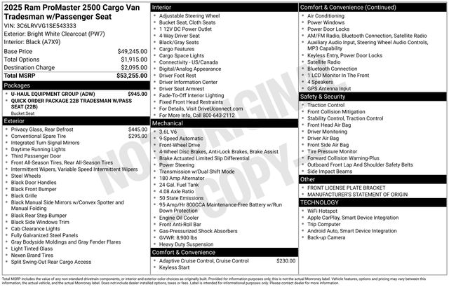 Used 2025 Ram ProMaster 2500 Van