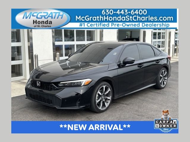 Crystal Black Pearl 2025 Honda Civic Hybrid Sedan Front-Wheel Drive Continuously Variable Transmission