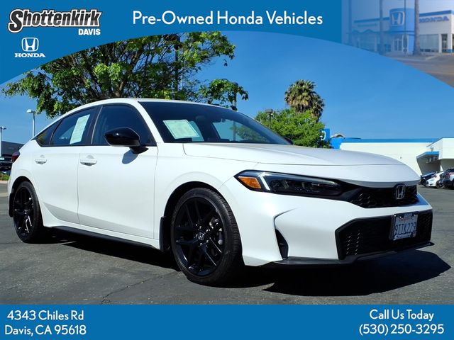 Platinum White Pearl 2025 Honda Civic Hatchback Sport FWD Hatchback Front-Wheel Drive Continuously Variable Transmission