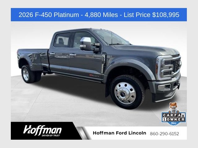 Gray Metallic 2026 Ford F-450 Super Duty Platinum Crew Cab LB DRW 4WD Pickup Truck Four-Wheel Drive Automatic