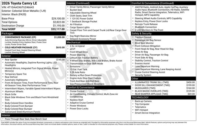 2026 Toyota Camry LE FWD
