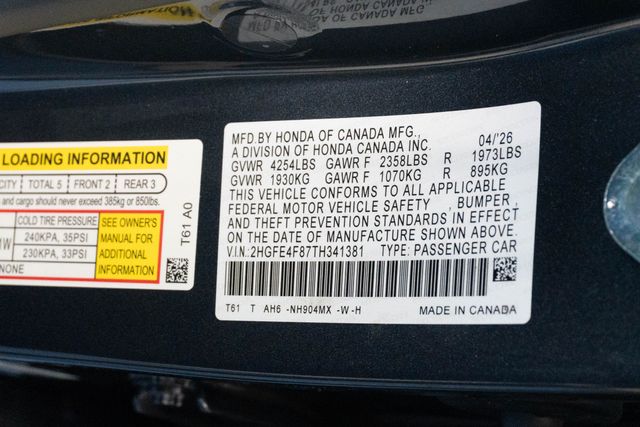 New 2026 Honda Civic Sedan Hybrid Sedan
